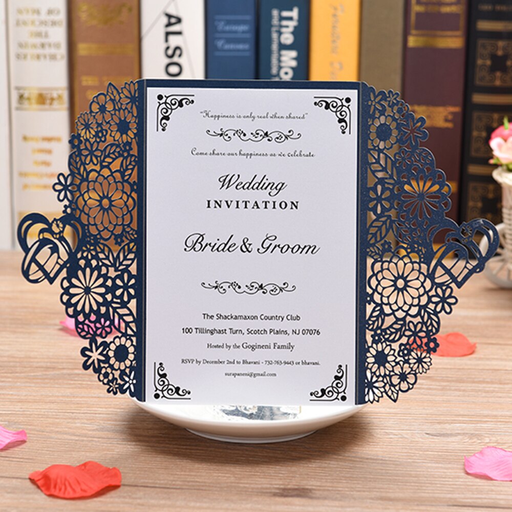Parel Papier Bloemen Bruiloft Kaarten Met Lege Innerlijke Vel 10Pcs Uitnodigingen Kaarten Voor Bruiloft Verjaardag Bruiloft Uitnodigingen Kaarten