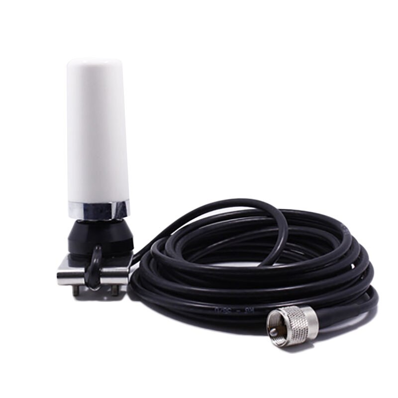 Mini HH-N2RS Dual Band Antenne + Mini Rvs Beugel Clip Met 5M Coaxiale Kabel Voor Mobiele Radio walkie Talkie