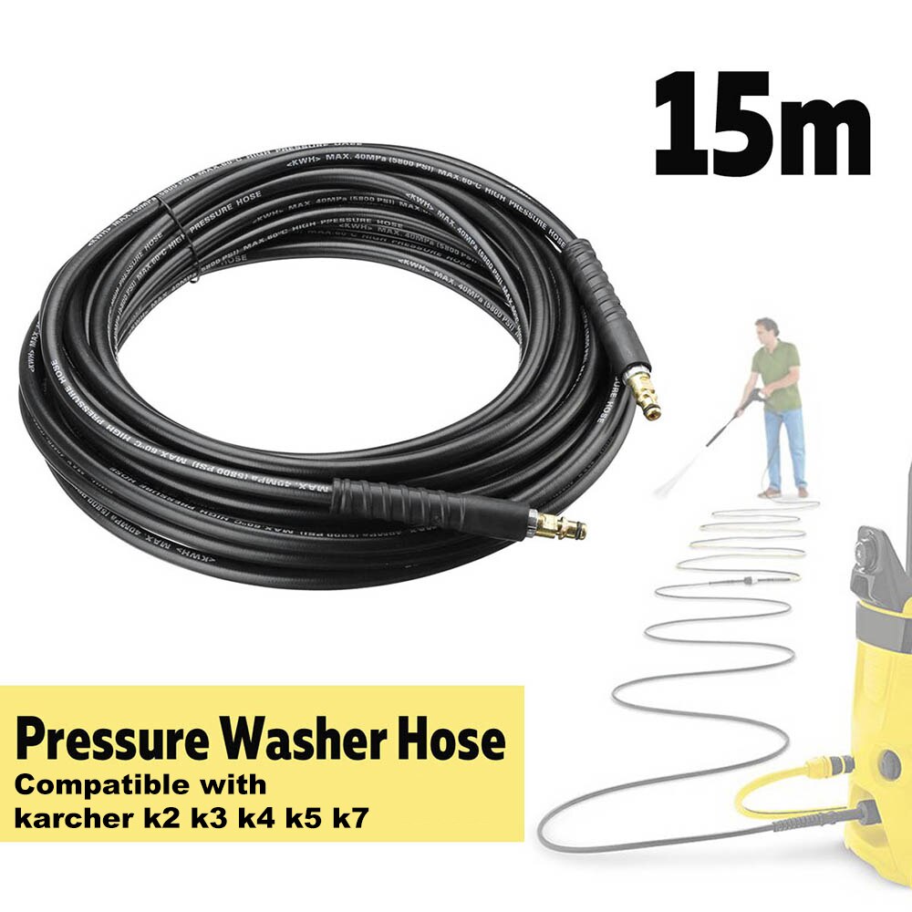 15M 40MPa Hochdruck Unterlegscheibe Schlauch Wasser Reinigung Schlauch Rohr Auto Unterlegscheibe Kompatibel mit Kar-cher K Serie k2 K3 K4 K5 K7