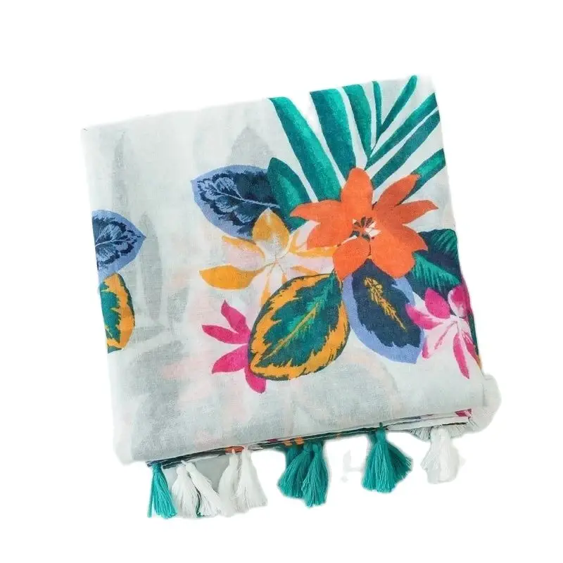 Golexury été foulards de plage Viscose châle imprimé Tropical robe de plage haut feuille verte écharpe pour femmes dames pas cher Hijab écharpe