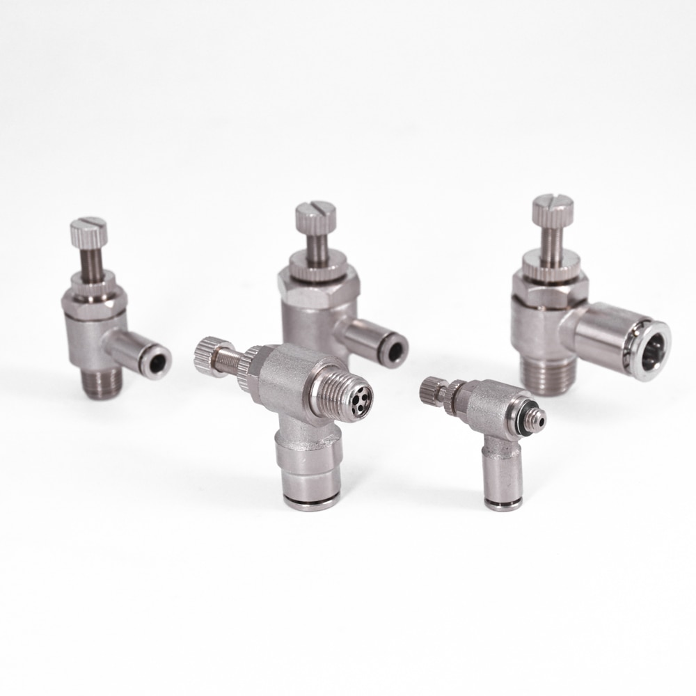 Air Speed Control Valve Throttle Pneumatic Nickel Plated Brass Push In Quick Connector Release Air Fitting Plumbing