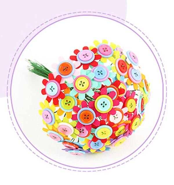 DIY Felt Toy Button Flower Craft Kits Kindergarten Kids Toys Children Educational Handmade Room Decoration GYH: GeSangHua