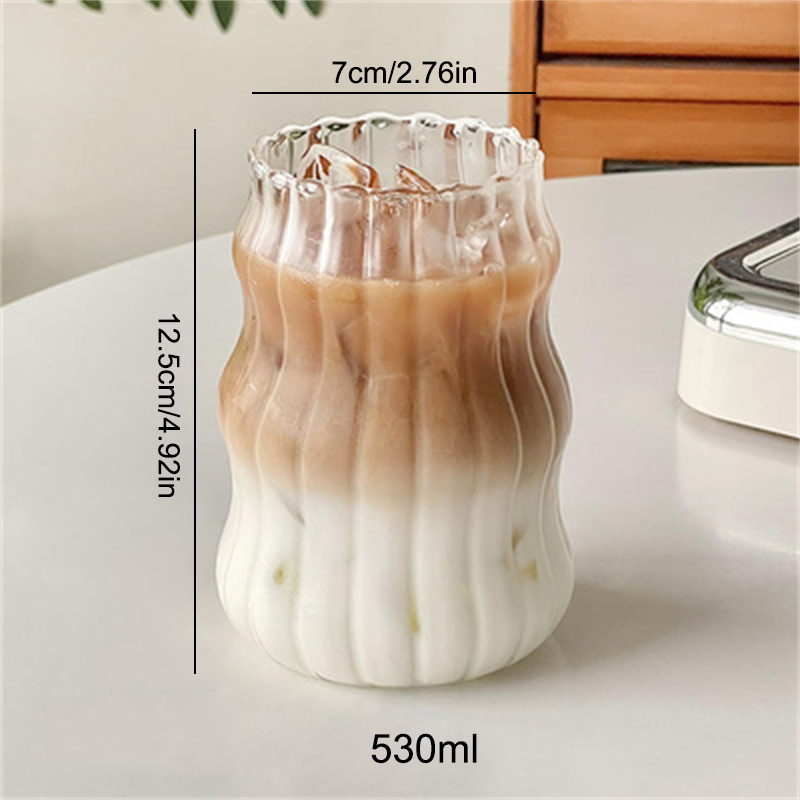 Taza de cristal Ins creativa, vaso resistente al calor, té transparente, jugo, leche, café, vasos de agua para el hogar, vasos de cóctel y cerveza: Azul