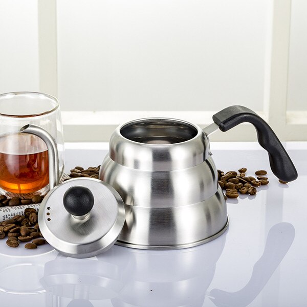 Cafetera de acero inoxidable con caño largo, hervidor de café con cuello de cisne por goteo, termo, termómetro, 1.2L, 1000ml: 1L Ordinary Lid