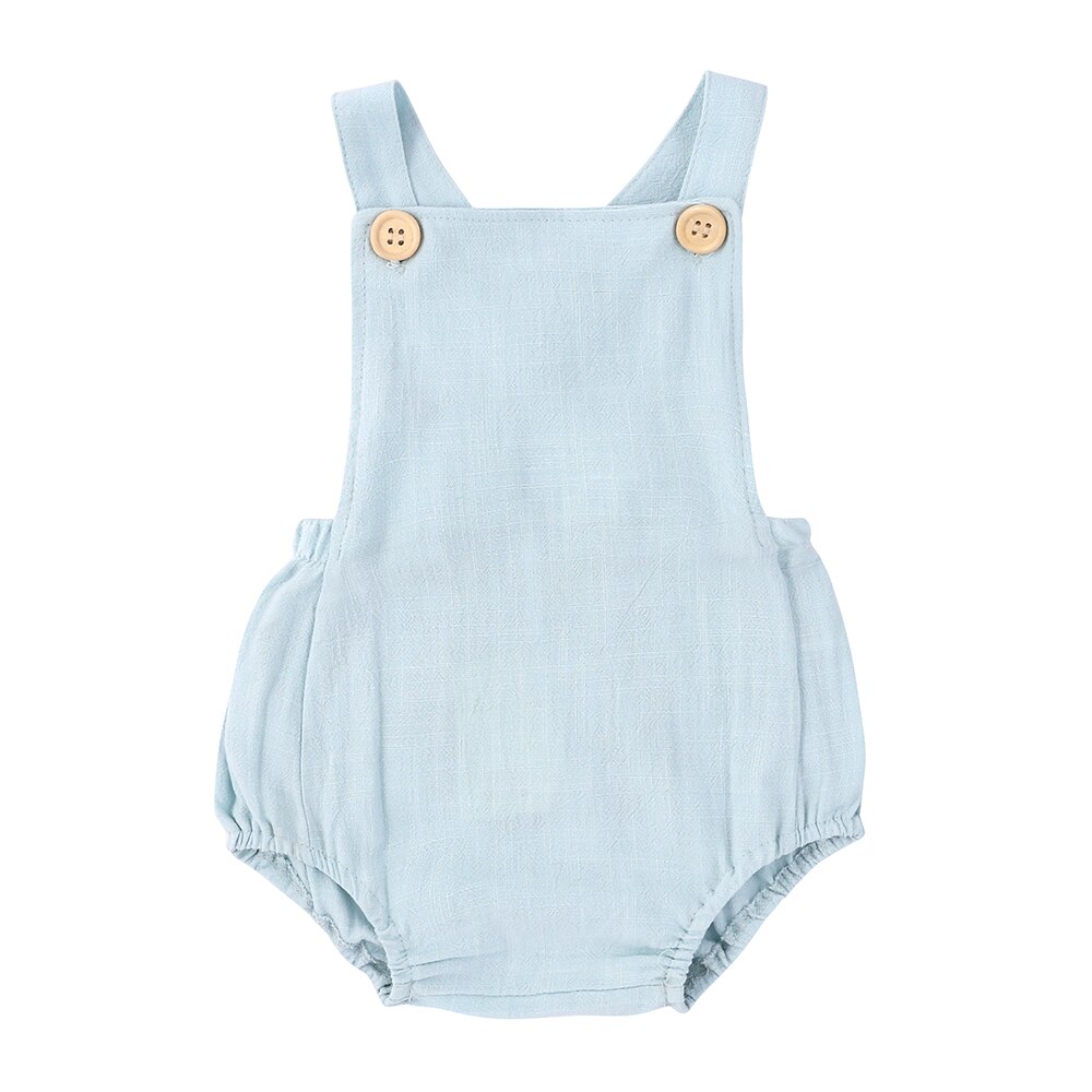Ropa de verano para bebés y niñas, ropa de Color sólido para recién nacidos, monos de algodón sin mangas con cuello cuadrado, ropa para bebés de 0 a 24 meses: Blue / 6 meses