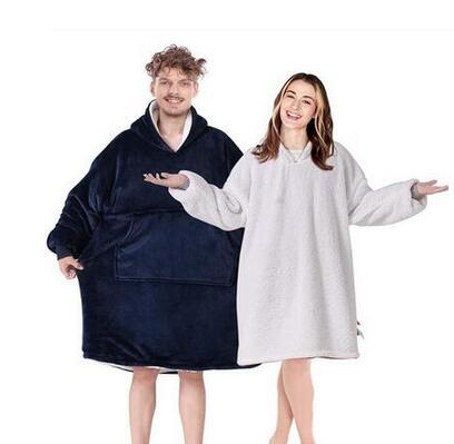 Winter Oversized Hoodie Blanket Adult and Children Plush Fleece Sherpa Weighted Blanket With Sleeves Wearable TV Blanket Hoodie