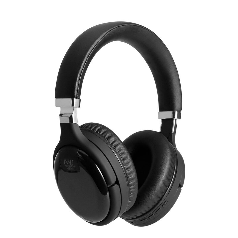 Anc Bluetooth Headset Active Noise Cancelling Draadloze 3D Stereo Hoofdtelefoon Mic Koptelefoon Deep Bass Hifi Sound Gaming Oortelefoon: Black
