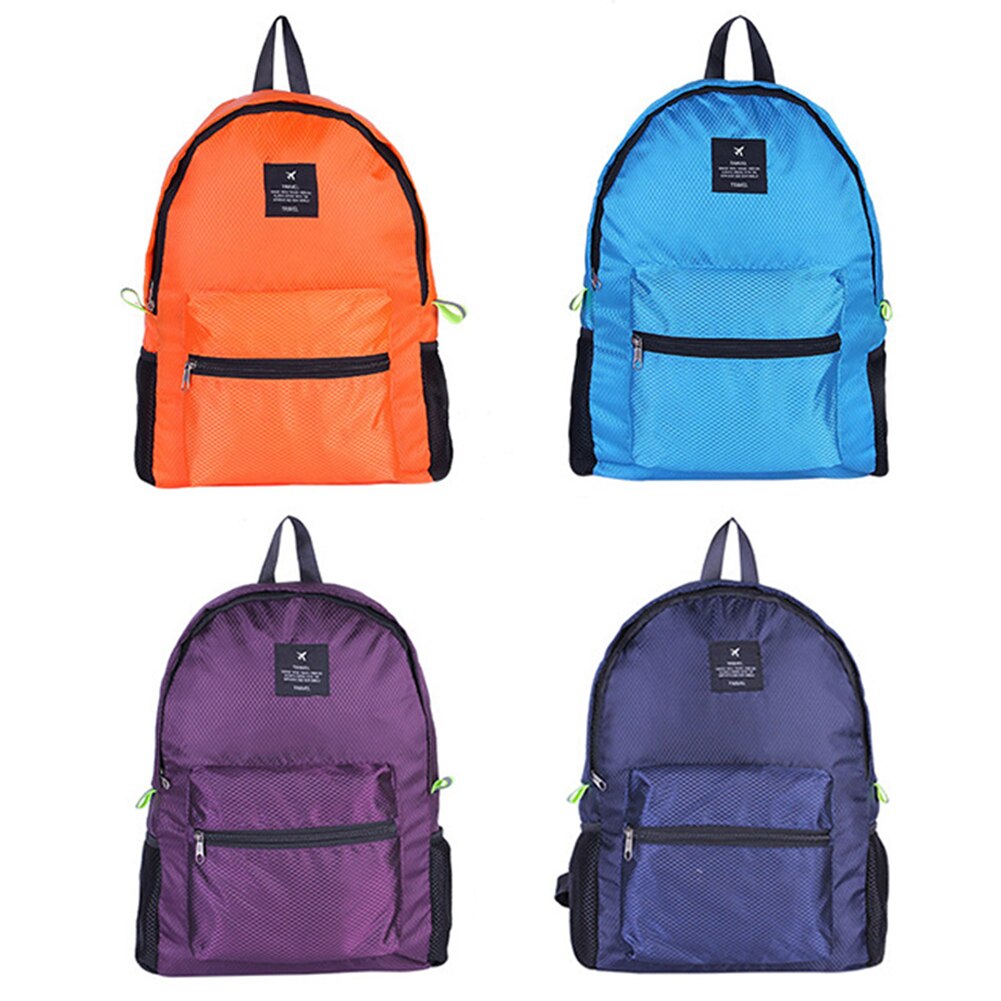 Unisex Camping Hiking Adjustable Stap Outdoor Large Capacity Foldable Nylon Backpack Zipper Travel