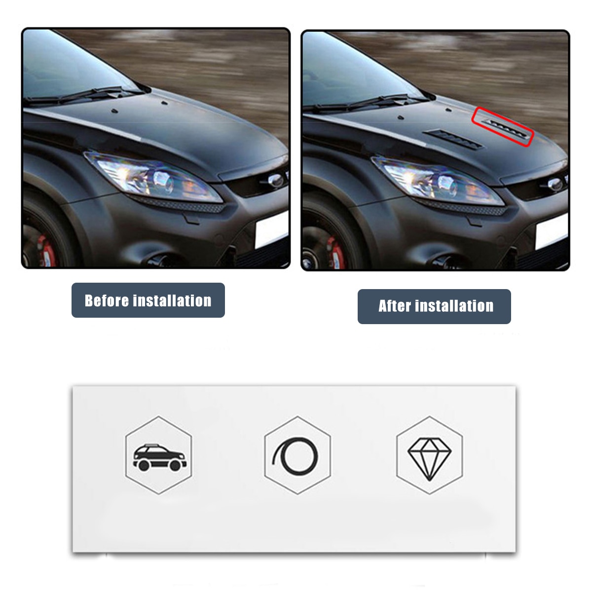 1 Pair Universal Hood Vent Louver ABS Bonnet Hoot Vents Cooling Panel Trim Heat Dissipation For Engine Car Hood Intake Panel