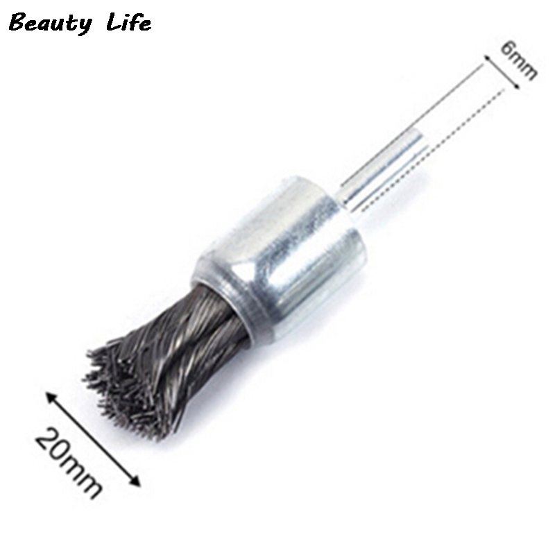 Brosse en Acier Inoxydable avec Tige pour Meuleuse ou Perceuse, Accessoire de , 6x20mm, 1 Pièce