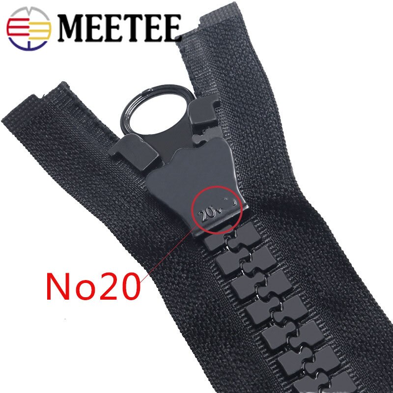 Cremallera Extra grande de resina de 20 ° 70/90/100/150/200cm, cremalleras para costura doble deslizante de extremo abierto, accesorios para chaqueta y abrigo, 1 unidad, DIY