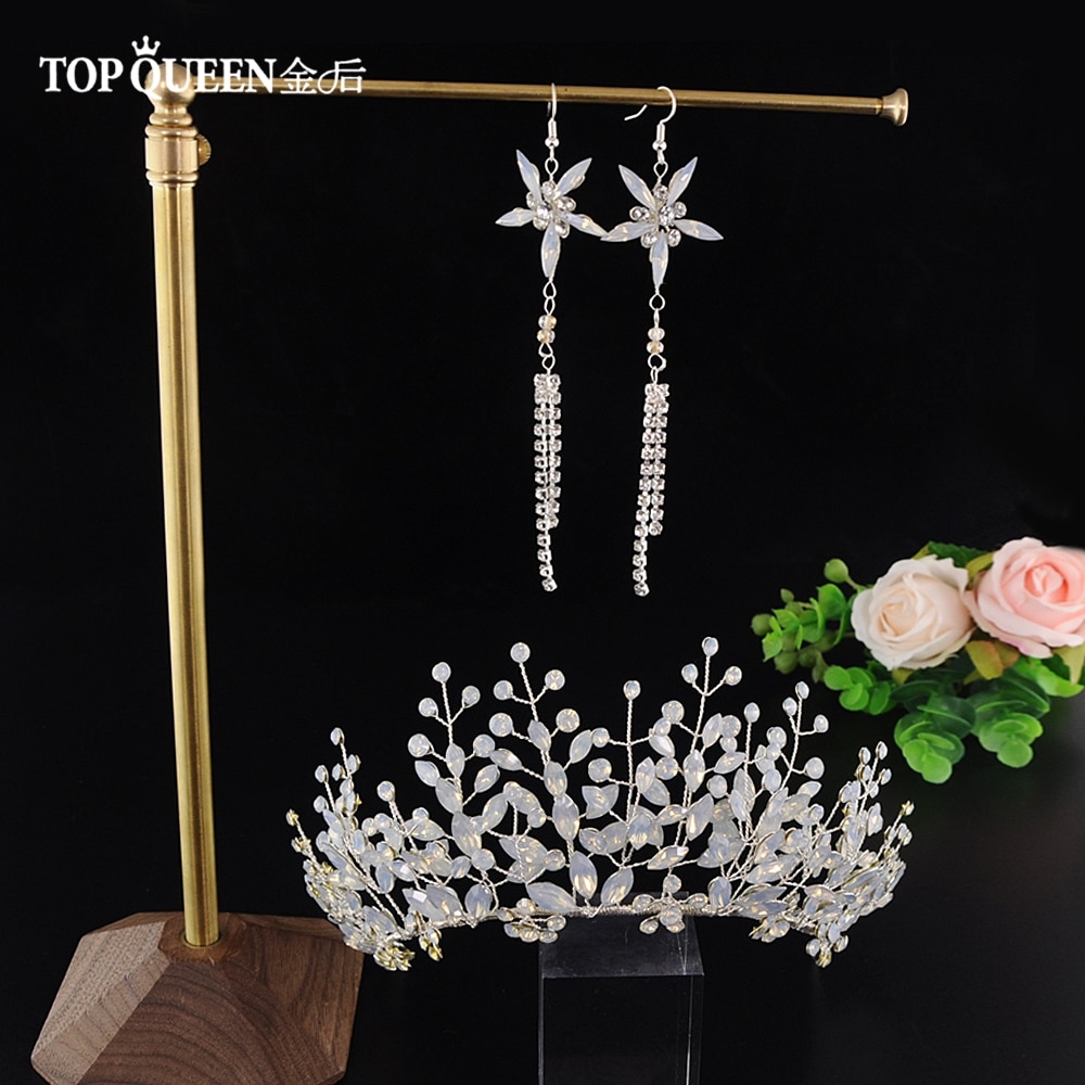 TOPQUEEN HP200 Bridal Tiara Crystal Wedding Tiara and Crown Crystal Bride Hair Jewelry Handmade Wedding Hair Accessories