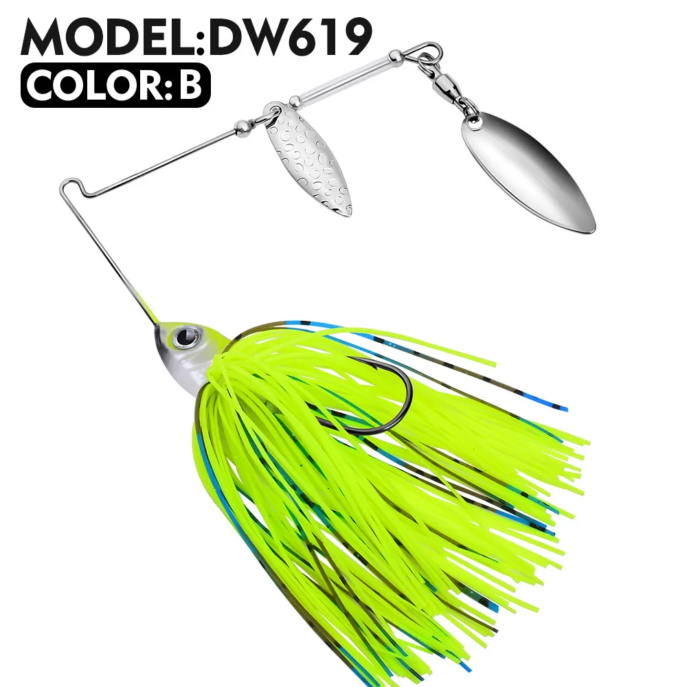 1pc 10g 14g buzzbait isca de pesca lantejoulas isca giratória fio isca weedless spinnerbait wobbler para baixo pique walleye peixe: 120MM / Amarelo
