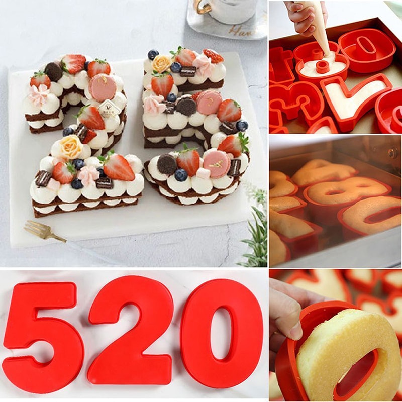 Dessert silikone digital form kage numre form dessert dekoration værktøj til bryllupsfødselsdag jubilæum håndlavet
