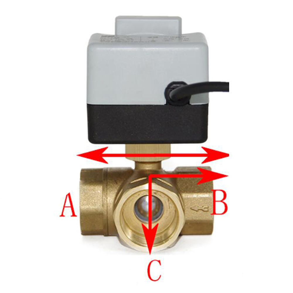 Brass Motorized Ball Valve 3-Wire Two Control Electric Actuator AC220V 3 Ways /2 Way DN15 DN20 DN25 DN32 DN40 with Manual Switch
