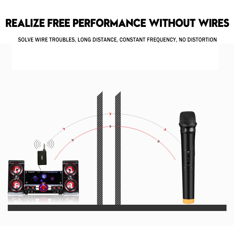 UHF Wireless Microphone System With Receiver Cordless Handheld Microphone For Karaoke Party KTV Performance Speech