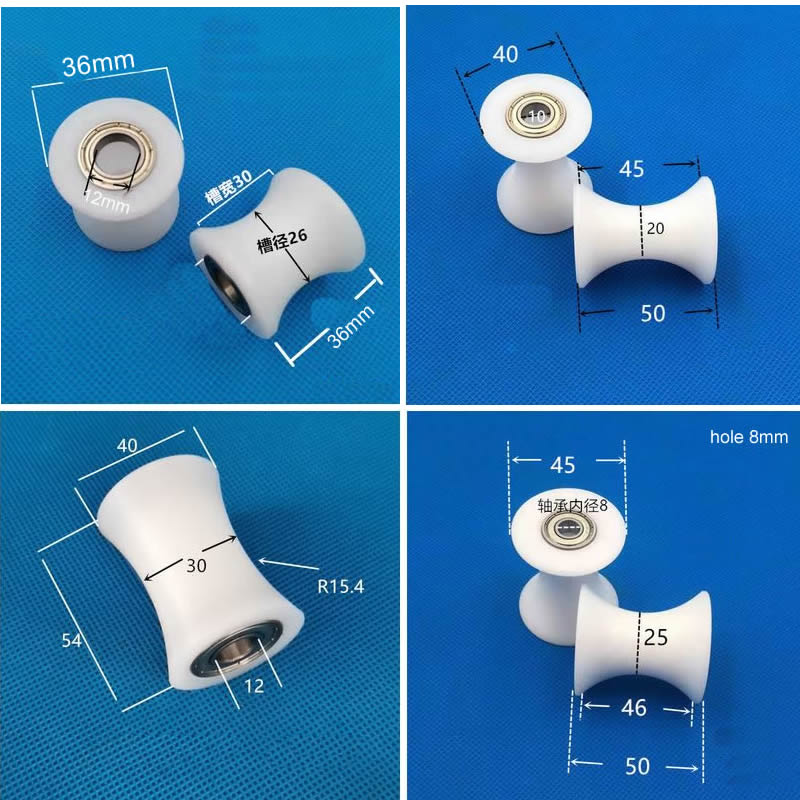 U-groef nylon katrol U-vormig Spoorwiel diameter 40 mm 50 mm 60 mm 70 mm 80 mm 120 mm Verschillende maten Geleidingsrol steunrol