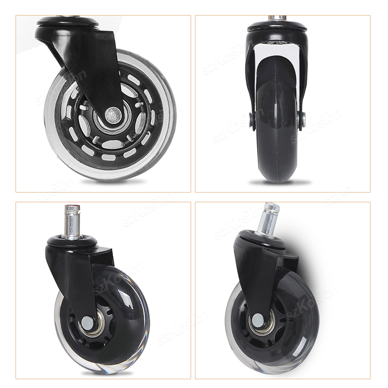 5 pcs office chair swivel casters, 10-11mm rubber wheels, soft, safe furniture casters, 3 inch universal wheel , 360 degree swivel wheel