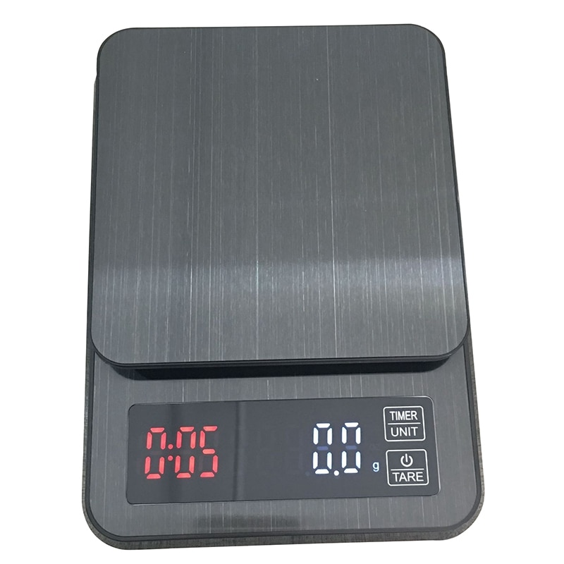 Håndstempel rustfritt stål timing kaffeskala elektronisk skala kjøkkenvekt timing skala 5kg/0.1g: misligholde tittel