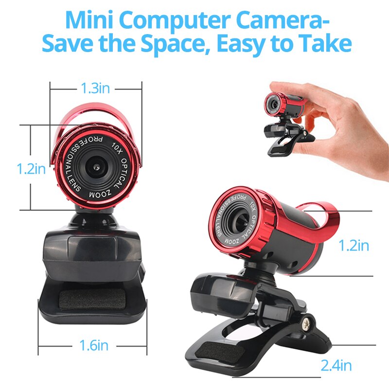 Webcam HD Camera USB Web Cam Internet Adjustable Focal Length Online Lecture Meeting Live with Mic for Laptop Computer Desktop