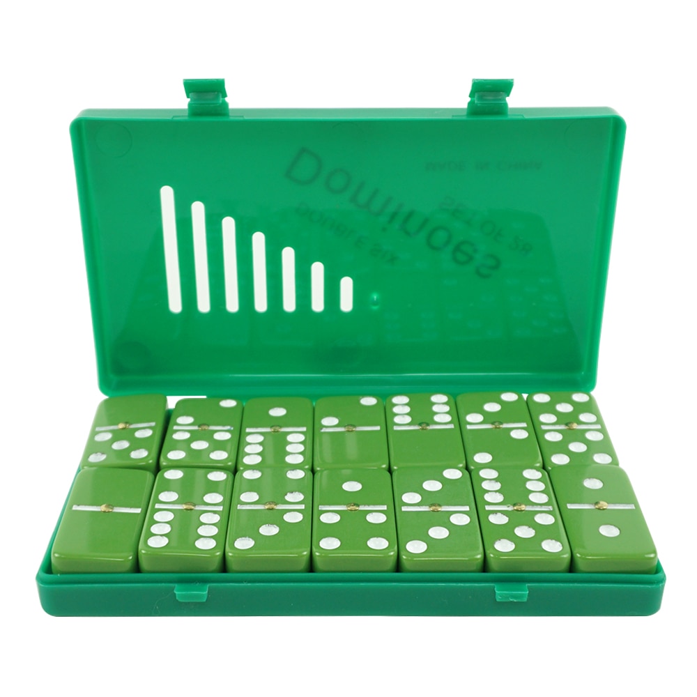 Factory directly supply of melamine dominos 50*25*10mm green with white dot plastic dominoes with clear domino