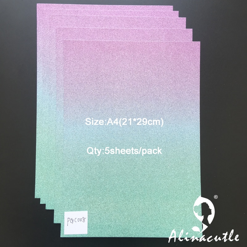 5pc Cardstock Paper Card Stock Premium Ombre Glitter Card A4 250gsm DIY Scrapbooking paper pack craft Background pad Alinacraft