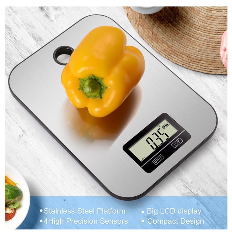 Digital Kitchen Scale 5Kg/1g Stainless Steel Kitchen Electronic Scales High Accurate Food Baking Weigh Scales with wall hook