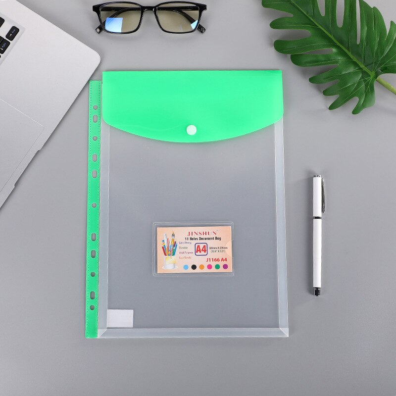 6pcs Poly Envelope Folder For A4 Document Organizer Transparent Waterproof File Bag with Snap Button Closure Pouch School Office: A green x6