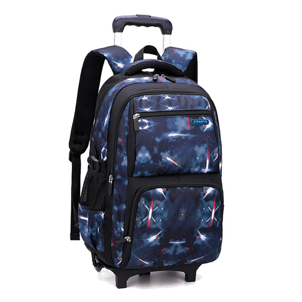 Rollende rugzak voor jongens, tas met wieltjes, duurzame schooltassen, reistassen, handbagage voor kinderen, mochila: 2 wielen donkerblauw