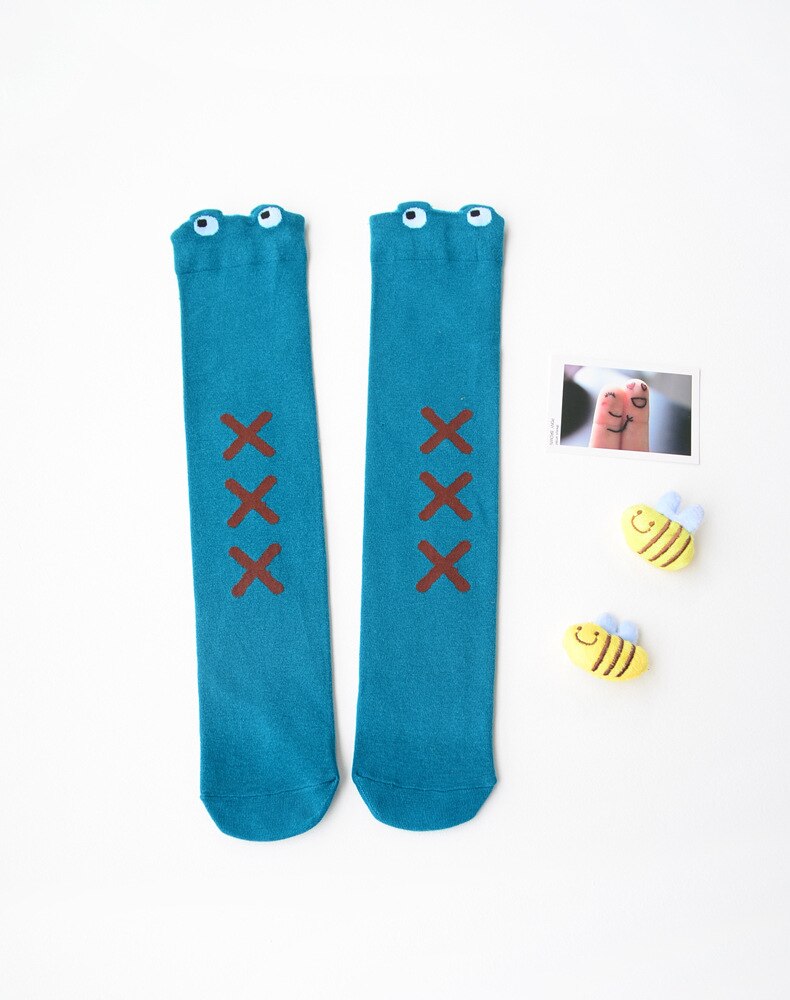 2-6 Jaar Baby Kinderen Panty Katoen Gebreide Panty Kniekousen Voor Meisjes: Frog blue