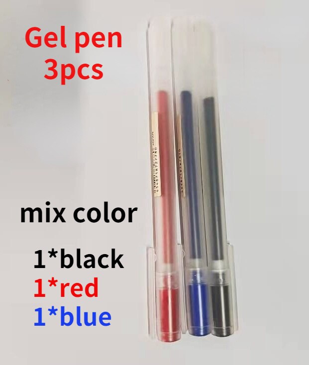 3 stk original mujis gel pen sort/blå/rød/dyb blå 0.38mm 0.5mm blæk farve pen kontor skole japan stationær гелевая ручка: Bland farve / 0.38mm
