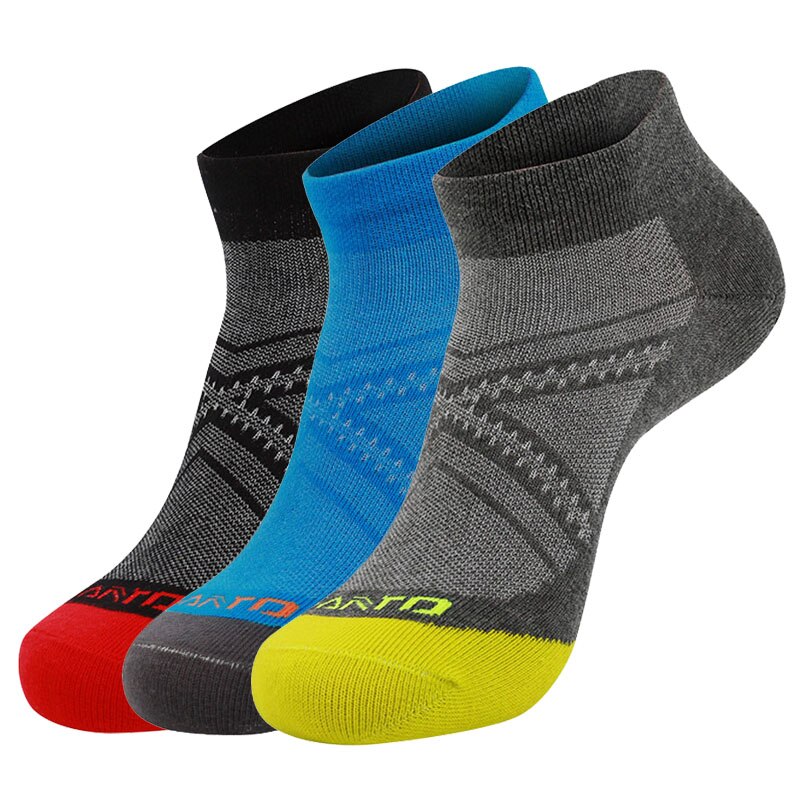 Calcetín deportivo SANTO para hombre, de verano, para exteriores, secado rápido, , para trotar, transpirable, cómodo, fino corto, calcetines de 3 par/lote: men 3 colors L
