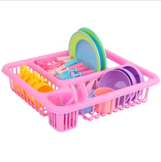 21 stk / sæt børn foregiver legeopvaske køkken legetøjsvask og tør bordservice fadehylde med legetøj