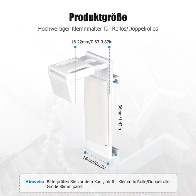 Verstelbare beugels Klemsteunbeugel Kunststof materiaal voor rolgordijnen