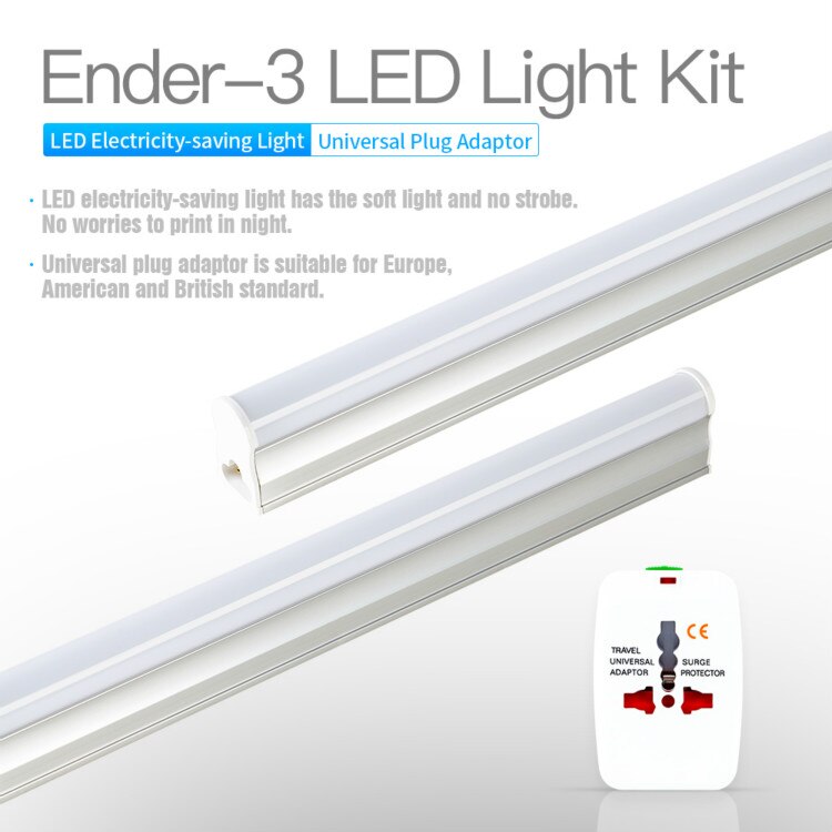 CREALITY – Kit d&#39;éclairage LED 3D 110/220V Ender-3, adaptateur de prise universel pour Ender-3 V2 Ender-3 Pro Ender-3 V2, pièces d&#39;imprimante 3D