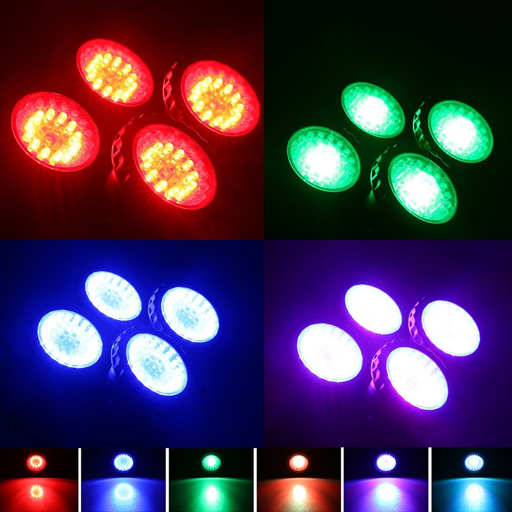 Aquarium Lamp 1 Set 4 Lights Underwater Spotlight Aquarium LED Lighting Light RGB Fish Tank Swimming Pool Light D20