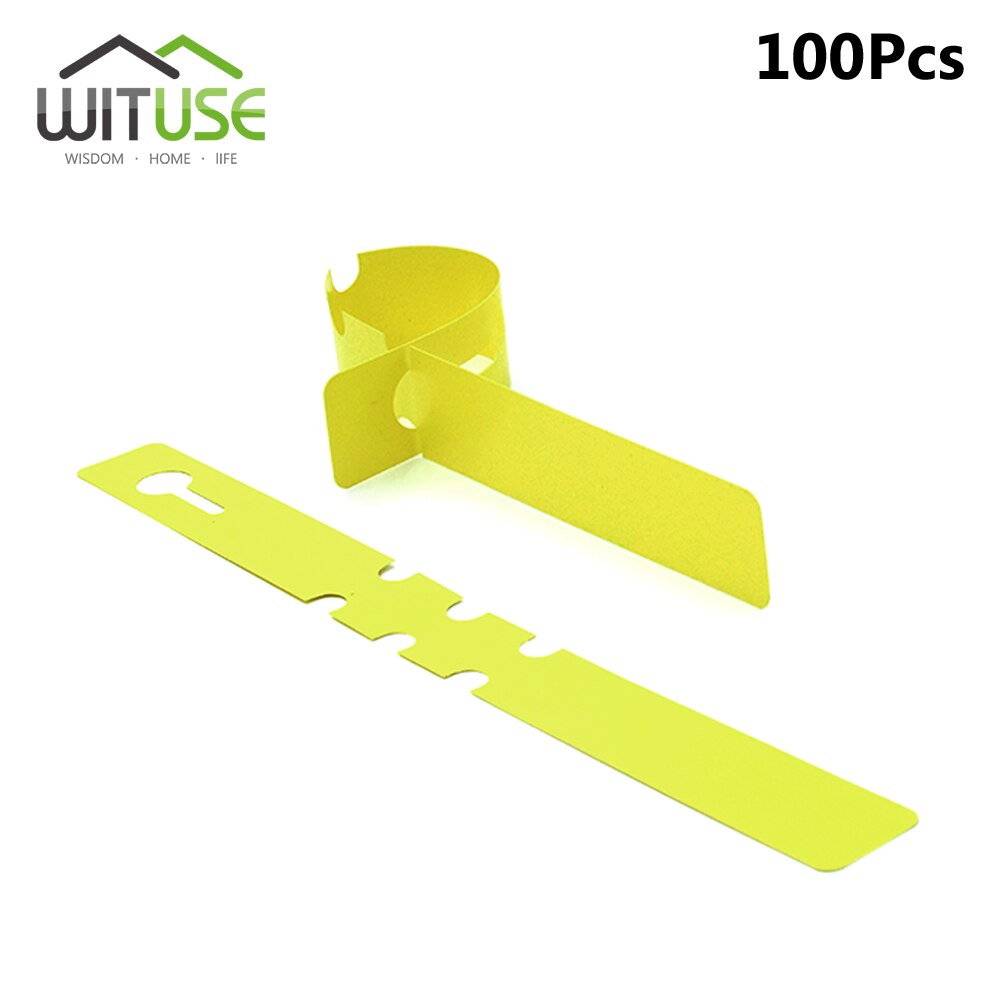 Etiquetas impermeables para vivero, tipo T, cinta de 3 tipos de plástico, para flores y plantas gruesas, bandeja, Mark para herramientas de jardín, 50/100 Uds.: Ribbon Yellow