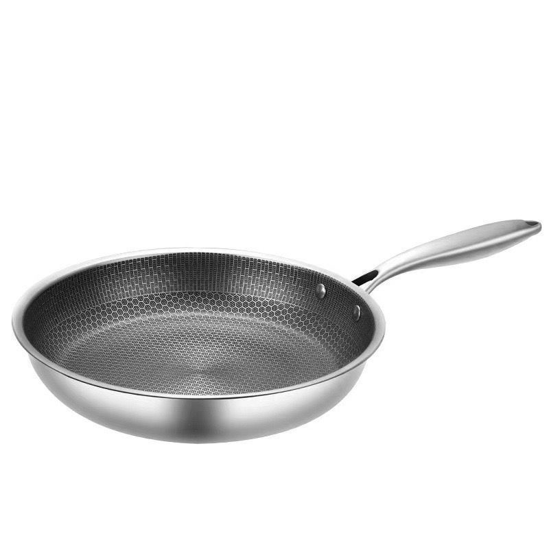 28cm Frying Pan Stainless Steel Omelette Pan Nonstick Crepe Pan Honeycomb Skillet for Eggs Fried Anti Scratch Wok Cooking Pan: Default Title
