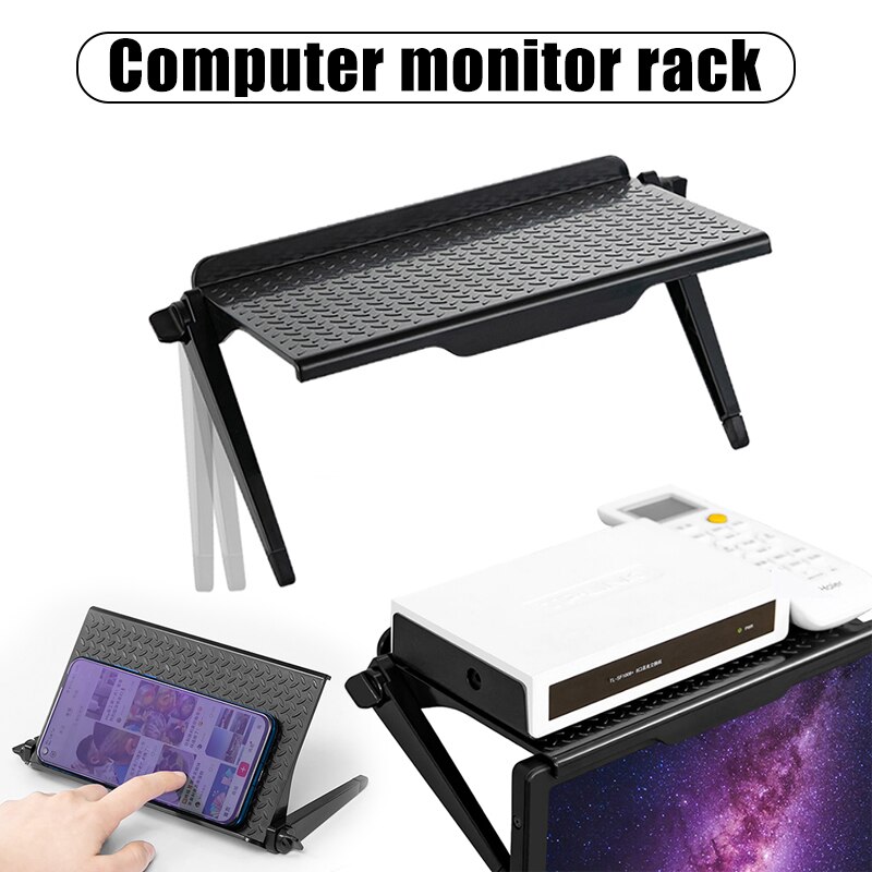 Computer Monitor Rack Foldable Shelf TV Box Router Shelf Set-top Box Bracket Holder Mini PC DVD Player Stand Rack GDeals