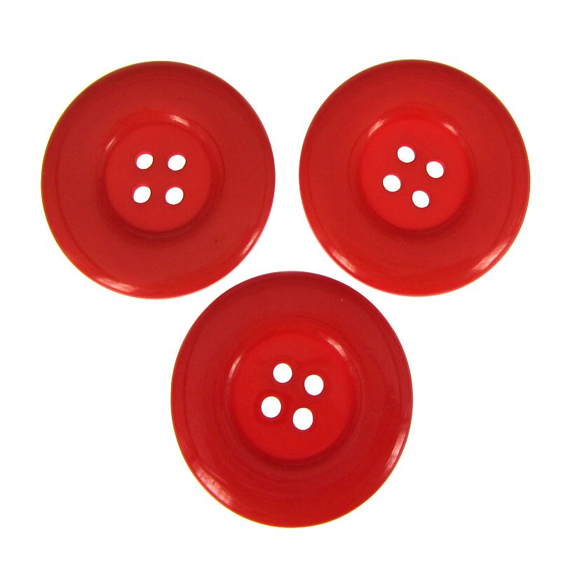 6pcs 1-1/2" 4-Holes resin buttons 38mm round large button for clothing sewing accessory craft scrapbooking: Red