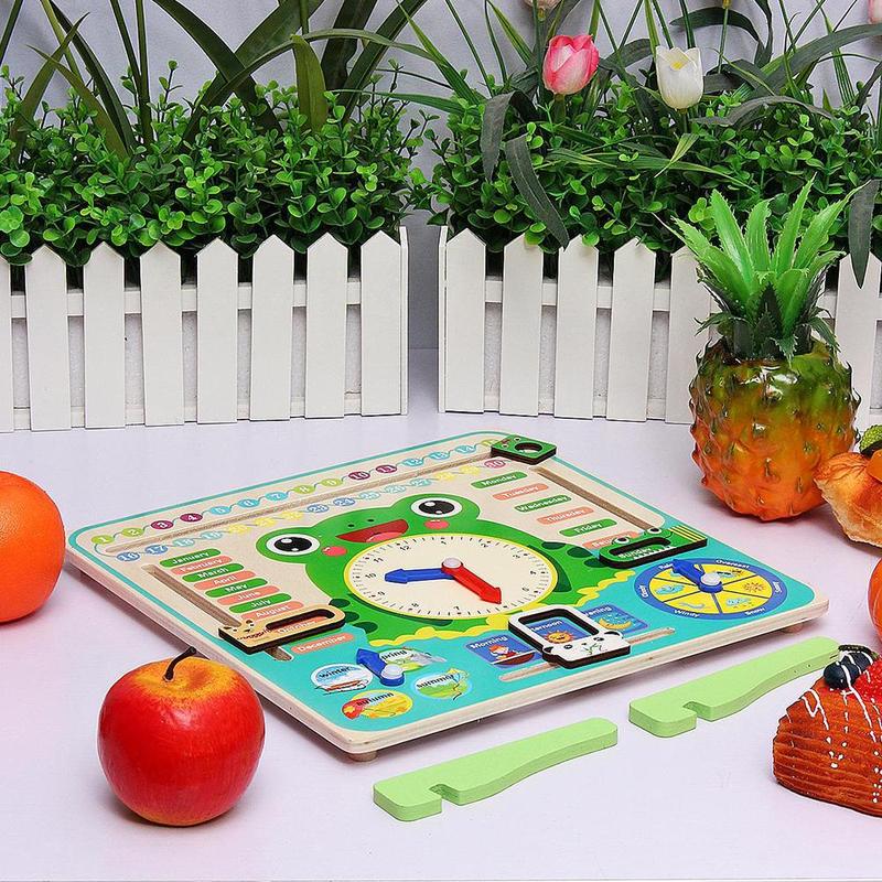 Nuovo calendario orologio puzzle appeso puzzle in legno tavola stagione impara tempo mese giocattolo meteo genitore-figlio educazione precoce L0T5