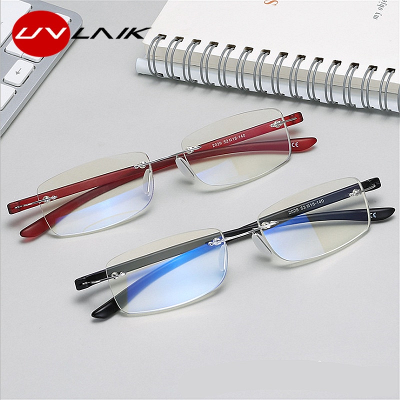 Uvlaik Mannen Vrouwen Anti Blauw Licht Rilmless Leesbril Legering Optische Frameloze Transparante Brillen 1.0 1.5 2.0 2.5 3.0