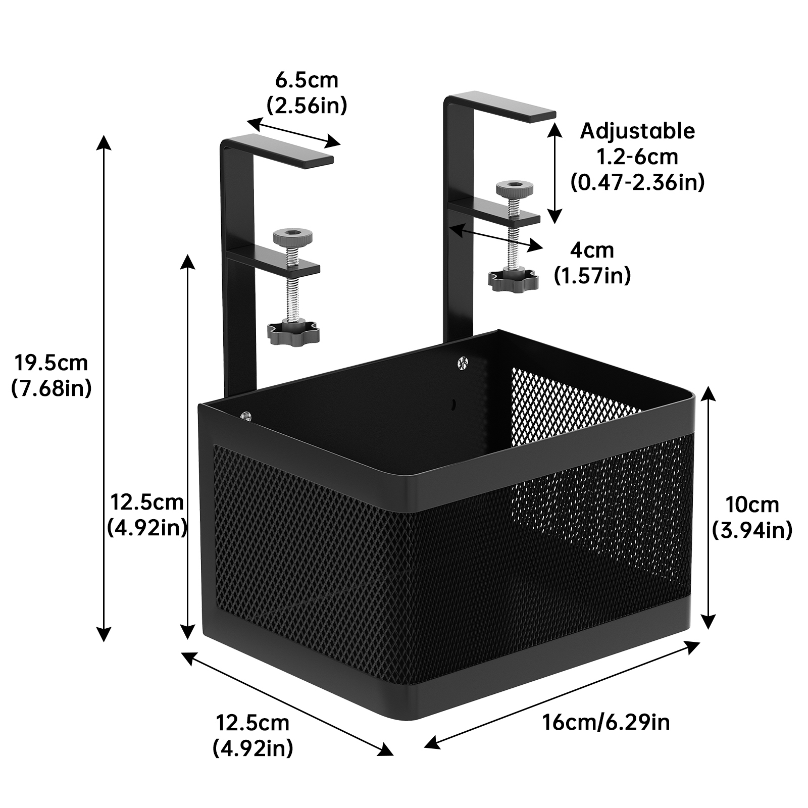 Estante de almacenamiento debajo del escritorio, artefacto de almacenamiento de papelería, mesa de deportes electrónicos, organización de escritorio, cesta colgante debajo del escritorio, caja de cesta, cajón de estación de trabajo: Negro
