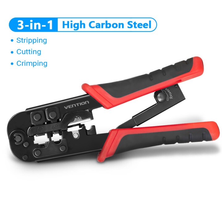 Vention RJ45 Crimping Tool Network Cable Crimper Cutting Tools Kits Crimping Stripper Punch Down RJ45 RJ12 RJ11 Ethernet Cable: Carbon Steel