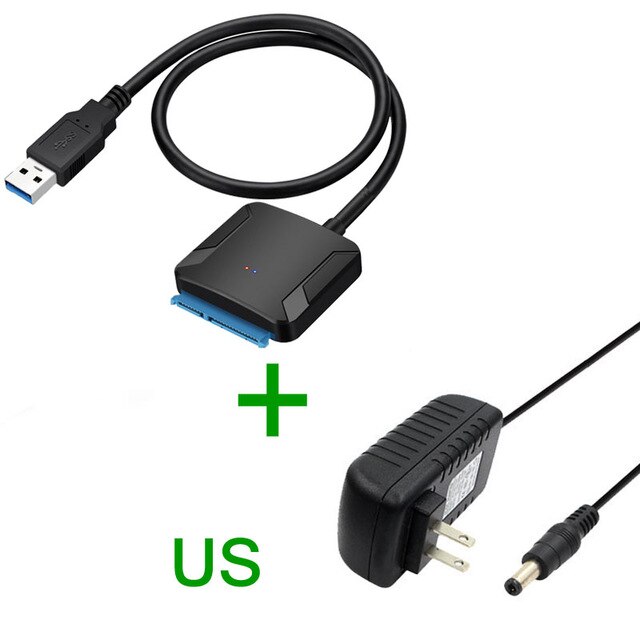 Convertidor de Cable adaptador SATA USB3.0 Cable USB 3,0 de 22 pines a SATA con adaptador UE EE. UU. Reino Unido para disco duro HDD de 2,5 pulgadas y 3,5 pulgadas: US adapter