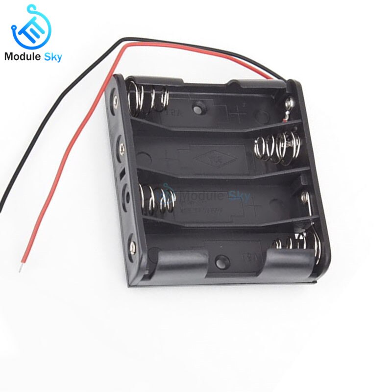 1Pcs Plastic AA Size Power Battery Storage Box Case Holder Leads With 1 2 3 4 5 Slots battery holder DIY Batteries Charger box: 4 slot