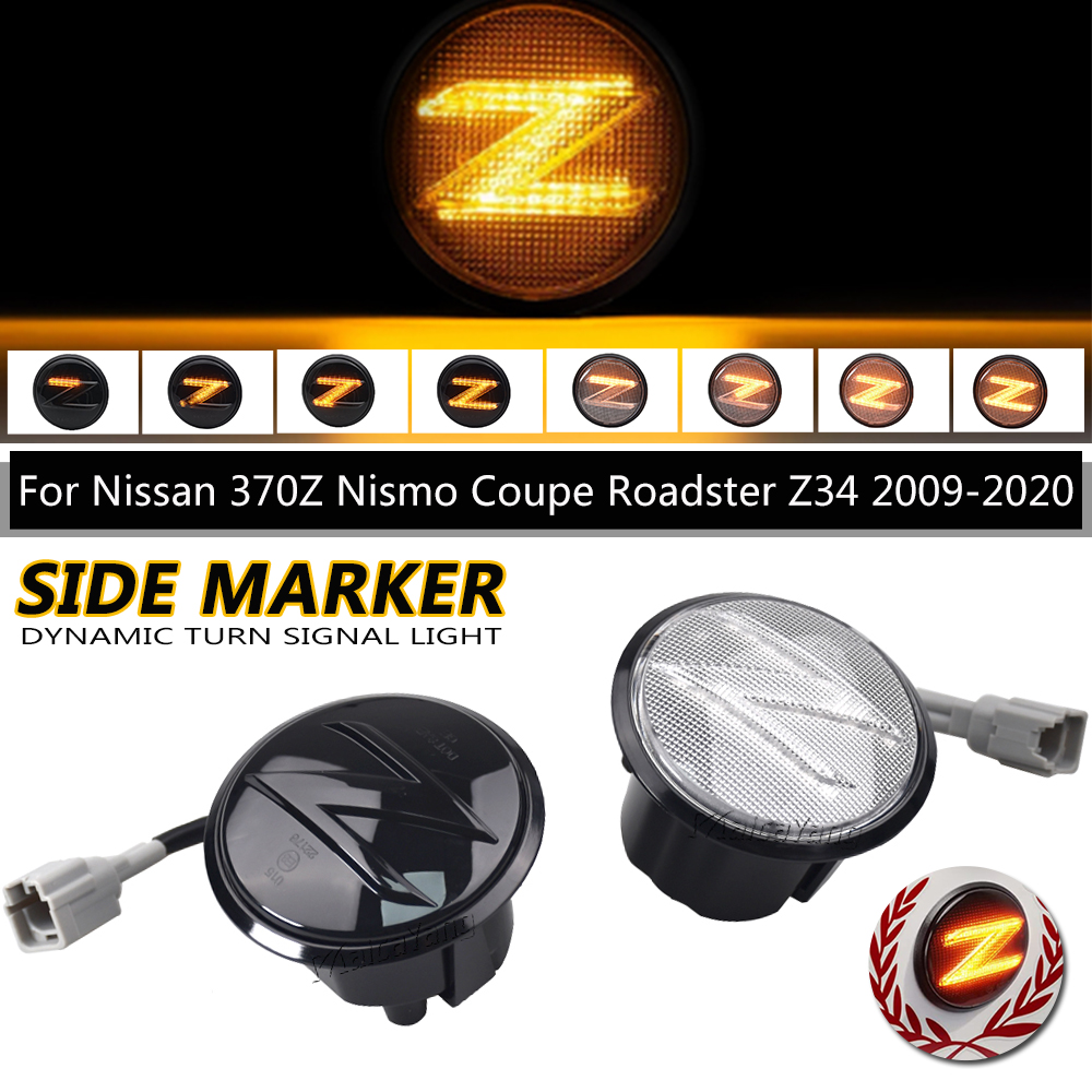 2X Led Dynamic Z Logo Side Marker Light Signal Sequential Blinker For Nissan Nismo 370Z 350Z Coupe Z34 Z33 2003-2020Accessories