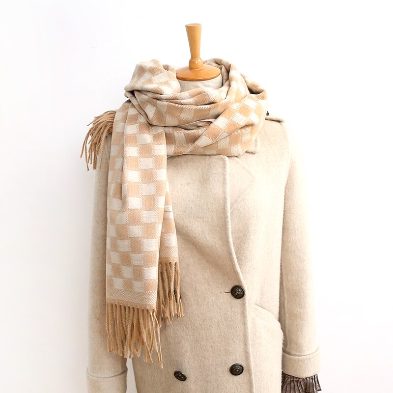 Jesienno-zimowa damska szalik w kratkę moda damska szale szerokie kraty długi szal koc robić owijania ciepły Tippet