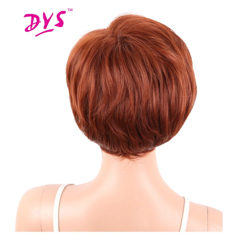 Deyngs corte Pixie corto sintético pelucas con flequillo para las mujeres negras pelo recto Natural Perucas resistente al calor peluca con pelo