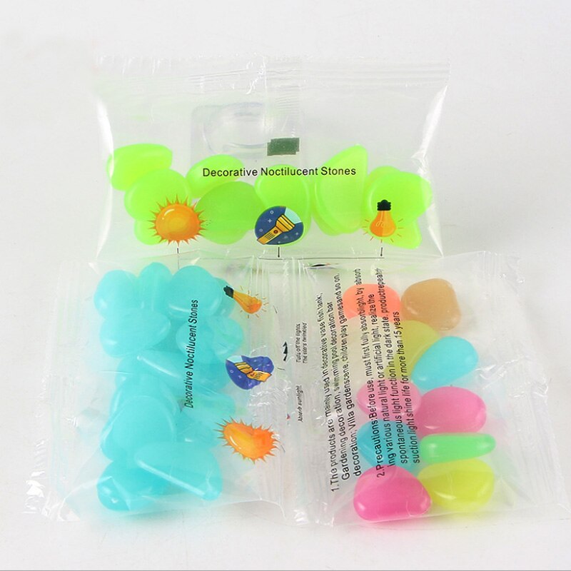 Pierre à galets artificielle multicolore | Émission de lumière, ornement d'aménagement de jardin, décoration d'aquarium de poissons lumineux, 10 pièces